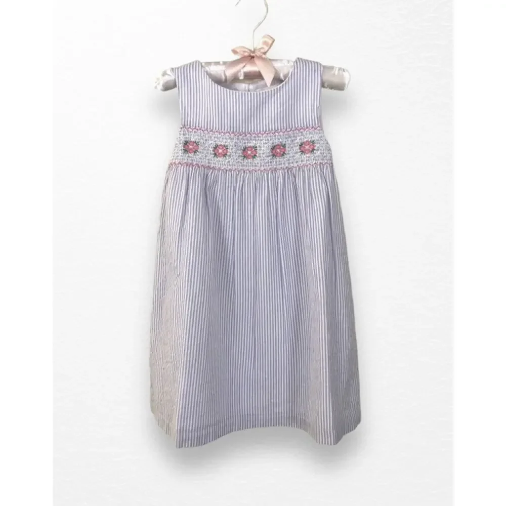 NEW Lilac Embroidered Seersucker Dress, Size 3 - Picture 1 of 8
